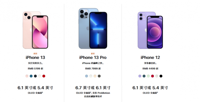 iphone13价格售价表 苹果13系列手机价格对比不同版本售价