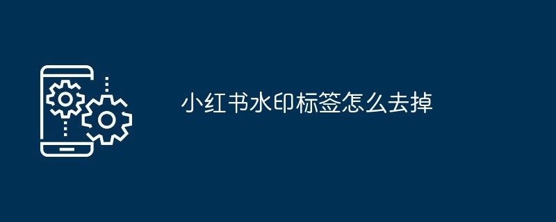 小红书水印标签怎么去掉