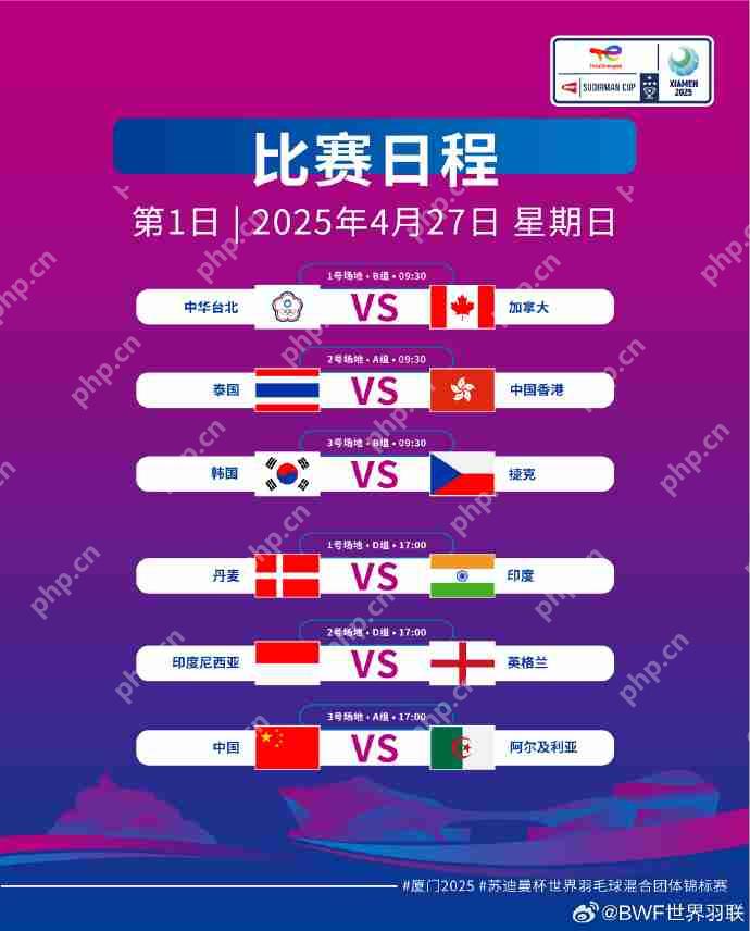 2025厦门苏迪曼杯羽毛球比赛直播在哪看?赛程+直播平台+国羽名单