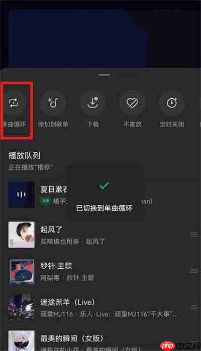 汽水音乐怎么开启单曲循环功能